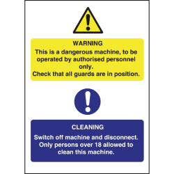 Dangerous Machine Cleaning Sign L945
