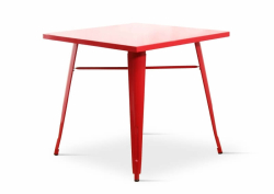 Borrello B1996 Tolix Style 80x80cm Metal Dining Table in Red. 