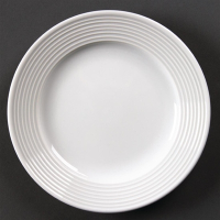 Linear Wide Rimmed Plates | 150mm Restaurant Dinner Plates | White Porcelain | Olympia U089