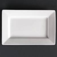 Wide Rim Rectangular Plates | Porcelain Serving Plate | 200 x 130mm | Lumina CD629
