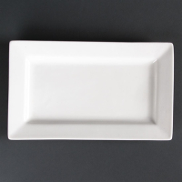 Wide Rim Rectangular Plates | White Ceramic Restaurant Plate | 257x155mm | Lumina CD630