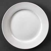 Linear Wide Rimmed Plates | White Porcelain Dinner Plates | 250mm | Olympia U091