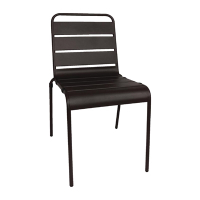 Commercial Steel Side Chairs | Metal Slatted Dining Chairs | Black Stackable Outdoor Seating | Bolero CS728