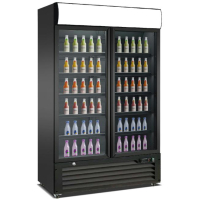 Commercial Drinks Fridge | Upright Display Fridge | 2 Sliding Glass Doors | LED Canopy | King KXG900S