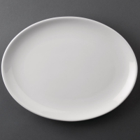 Oval Coupe Plates | White Porcelain Dinnerware | 254 x 197 mm | Athena Hotelware CC211
