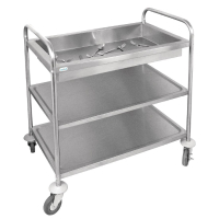 Commercial Clearing Trolley | 3 Tier Deep Tray Service Cart | Stainless Steel | Vogue CC365