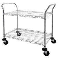 Chrome Wire Trolley | 2 Tier Service Cart | Mobile Utility Trolley | Vogue CC430