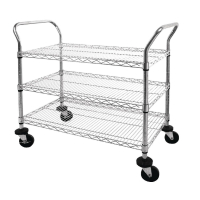 Commercial Wire Trolley | Chrome 3 Tier Cart | Kitchen Storage | Vogue CC432