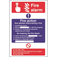 Fire Action Sign | Emergency Notice | Safety Signage | Rigid Plastic | CC926