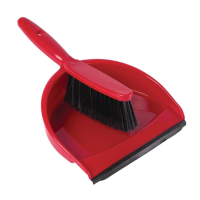 Soft Dustpan and Brush Set | Cleaning Equipment | Red Colour | Jantex CC931