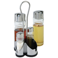 Complete Cruet Set and Stand | Tabletop Condiment Organizer | 7-Piece Set | APS CF297