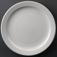 Narrow Rimmed Plates | 254mm White Porcelain Dinner Plates | Restaurant Tableware | Athena Hotelware CF364