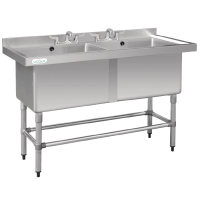 Commercial Double Deep Pot Sink | Stainless Steel Wash Basin | 1410(W) x 600(D) mm | Vogue CF406