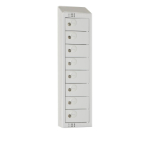 Personal Effects Locker | 8 Door Storage Cabinet | Grey with Camlock & Sloping Top | CF754-CS