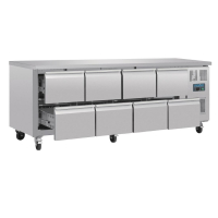 Commercial Gastronorm Counter Fridge | Refrigerated Prep Counter | Eight Drawer | Polar U-Series DA549