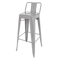 High Stool with Backrest | Bistro Galvanised Steel Chairs | Stackable Bar Seating | Bolero DL877