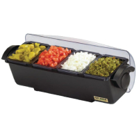Condiment Dispenser | 4 Tray Garnish Organizer | Food Prep Station | San Jamar DM112