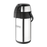 Commercial Pump Action Airpot | Coffee Dispenser | 3L Capacity | Etched Stainless Steel | Olympia DP128