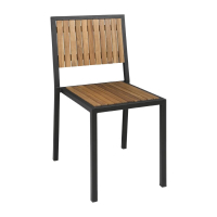 Steel Side Chair | Acacia Wooden Seat | Restaurant Dining Chair | Bolero DS150