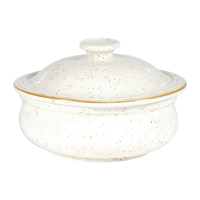 Stonecast Lidded Stew Pot | Serving Pot | 430ml Barley White | Churchill DW396