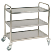 Commercial Clearing Trolley | 3 Tier Stainless Steel Cart | Deep Shelves | Vogue F995