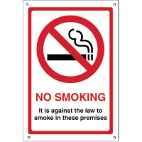 No Smoking Premises Sign | Wall Mounted Safety Sign | 300 x 100mm | G537