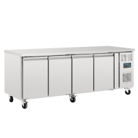 Commercial 4 Door Counter Fridge | Gastronorm Undercounter Refrigerator | 553 Litre Storage | Polar G598