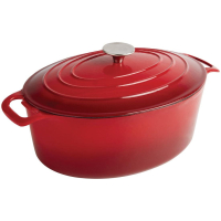 Oval Casserole Dish | Red Cast Iron Casserole | 5 Litre Capacity | Vogue GH313