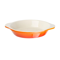 Round Cast Iron Gratin Dish | Orange Casserole Dish | 400ml Capacity | Vogue GH316