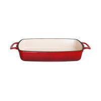 Rectangular Cast Iron Dish | Red Casserole Dish | 1.8 Litre Capacity | Vogue GH319