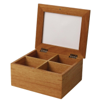 Mini Tea Box with Lid | Wooden Tea Storage Container | Glass Lid Display | Olympia GL089