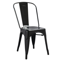 Black Steel Bistro Side Chair | Stackable Restaurant Seating | Pack of 4 | Bolero GL331