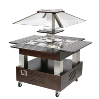Chilled Salad Bar | Refrigerated Display Bar | Square Dark Wood Finish | Roller Grill SB40C