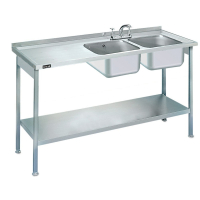 Commercial Built-in Sink Unit | Double Sink | Left-Hand Drainer | Lincat L884