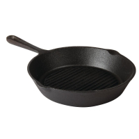 Round Cast Iron Ribbed Skillet Pan | Cast Iron Frying Pan | 25cm Diameter | Vogue M652