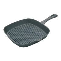 Cast Iron Ribbed Skillet Pan | Square Grill Pan | Pre-Seasoned Cookware | Vogue M653