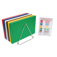 Chopping Board Set with Rack | Thick Low Density Cutting Boards | 6 Color-Coded Boards | Hygiplas S678