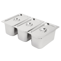 Stainless Steel Gastronorm Set | 3 x 1/3 Containers with Lids | Commercial Food Storage | Vogue SA242