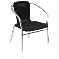 Commercial Wicker Chair | Aluminum Black Dining Chair | Stackable Outdoor Seating | Bolero U507