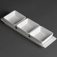 Snack Dishes with Plates | 3 Section Serving Dish | Whiteware Porcelain | Olympia U816