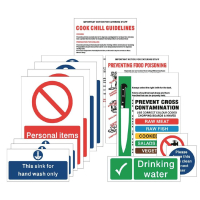 Food Preparation Sign Pack | Kitchen Safety Signs | Health & Safety Compliant | Vogue W192