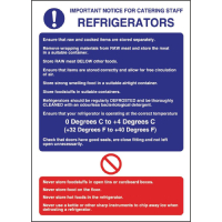 Refrigerator Guidelines Sign | Food Safety Notice | Regulatory Compliance | Vogue W196