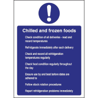 Chilled and Frozen Foods Sign | Food Safety Compliance Sign | Blue Plastic | Vogue W197