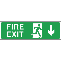 Fire Exit Arrow Down Sign | Emergency Exit Sign | Self-Adhesive Vinyl | Safety Signs W300