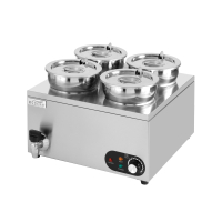 Commercial Bain Marie | Food Warmer | 4 Round Pots | Wet Heat | Modena BMH4