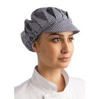 Chef's Peaked Hat | Professional Chef Cap | Blue and White Check | Whites B257