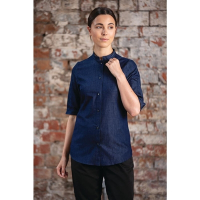 Commercial Womens Denim Chefs Shirt | Lightweight Chef Jacket | Smaller Fit | Southside NY Queens BA003-M