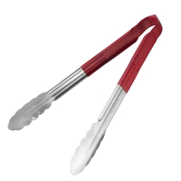 Colour Coded Serving Tongs | Red Kitchen Tongs | 11 Inch Food Tongs | Vogue CB154