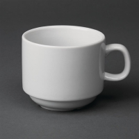 Whiteware Stacking Tea Cups | Porcelain Teacups | 200ml/7oz Capacity | Olympia CB467