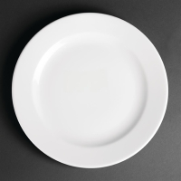 Wide Rim Plates | Classic White Porcelain Plates | 240mm | Royal Porcelain CG008